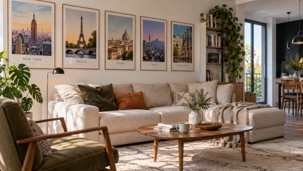 Optimiser la décoration de son salon avec des affiches de villes